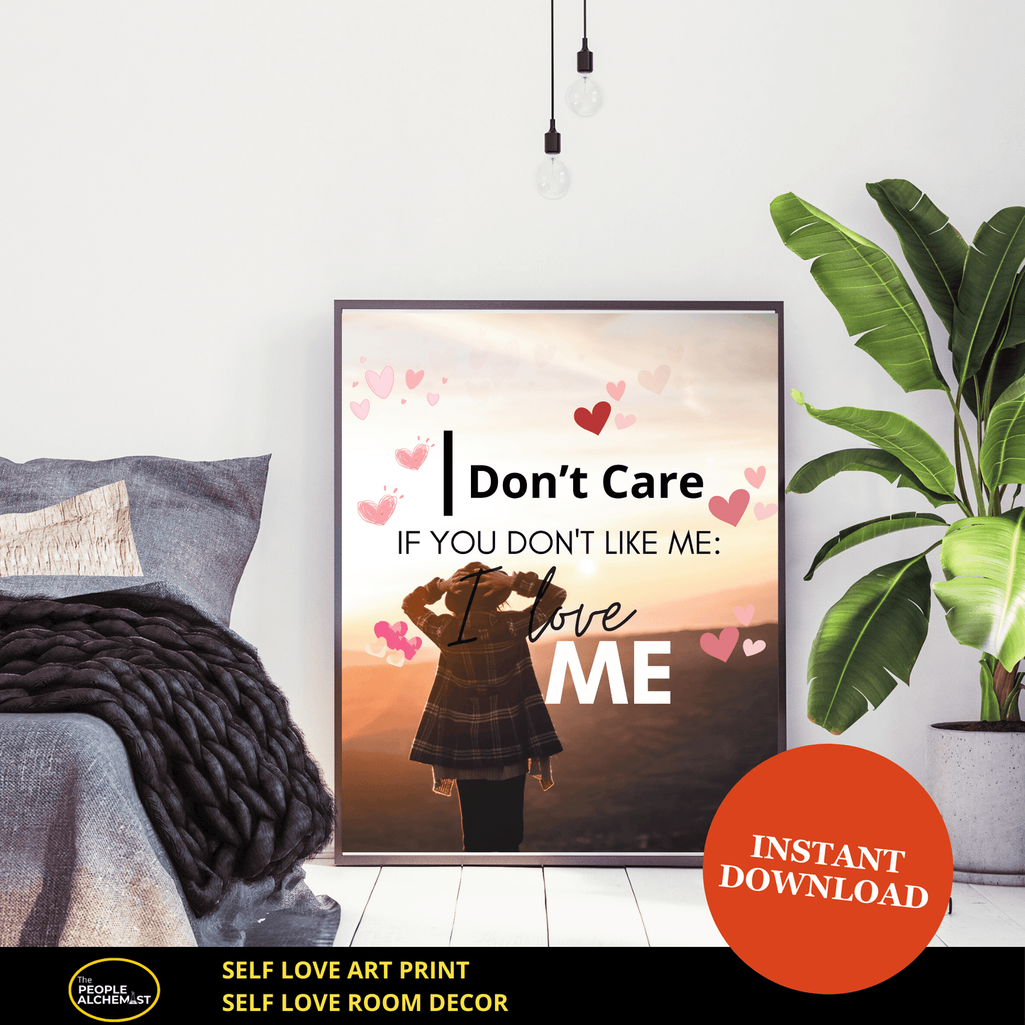 Self Love Art Print "I don't care if you don't like me: I LOVE ME!" Love Yourself Self Love Room Decor Wall Art (Red) - ThePeopleAlchemist