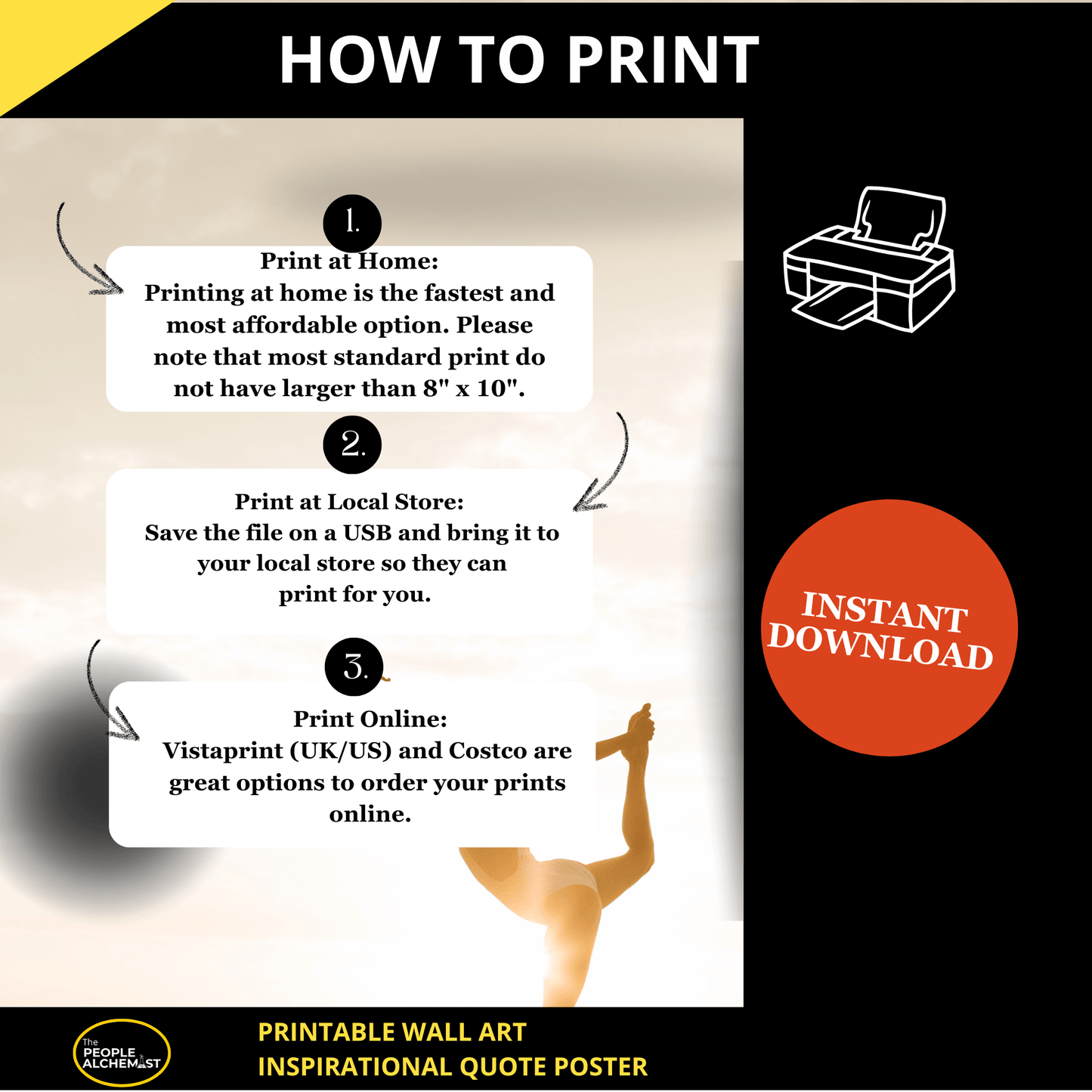 How to print: print at home, print at local store or print online. Instant download file after  purchase. Printable wall art inspirational quote poster