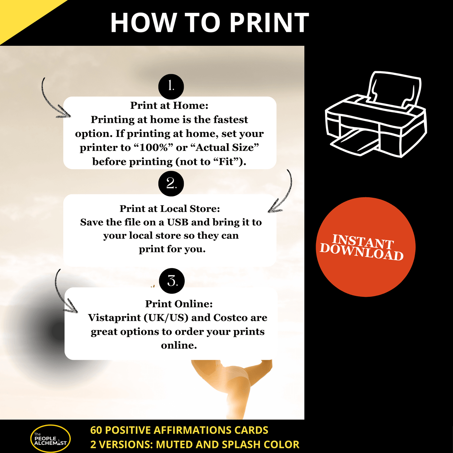 How to print image. Print at home, print at local store or print online. Instant download after purchase