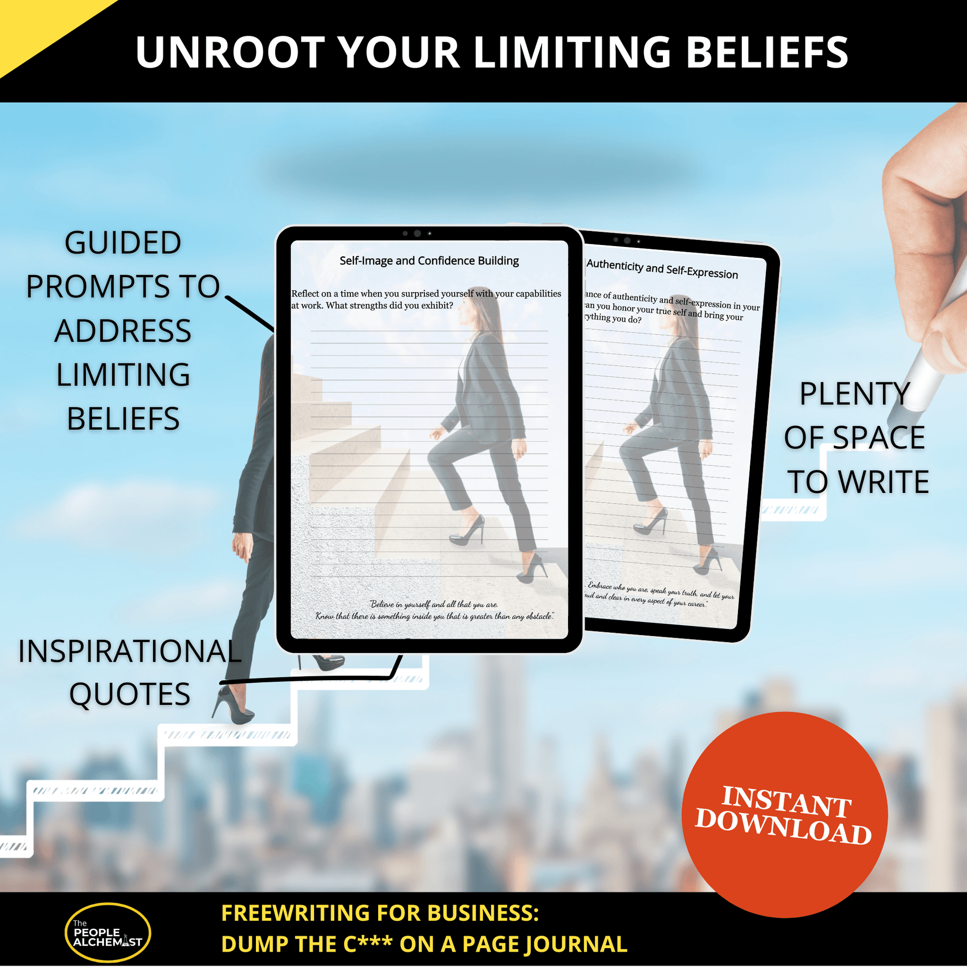 Unroot your limiting beliefs, guided prompts, inspirational quotes, plenty of space to write. Instant download after purchase