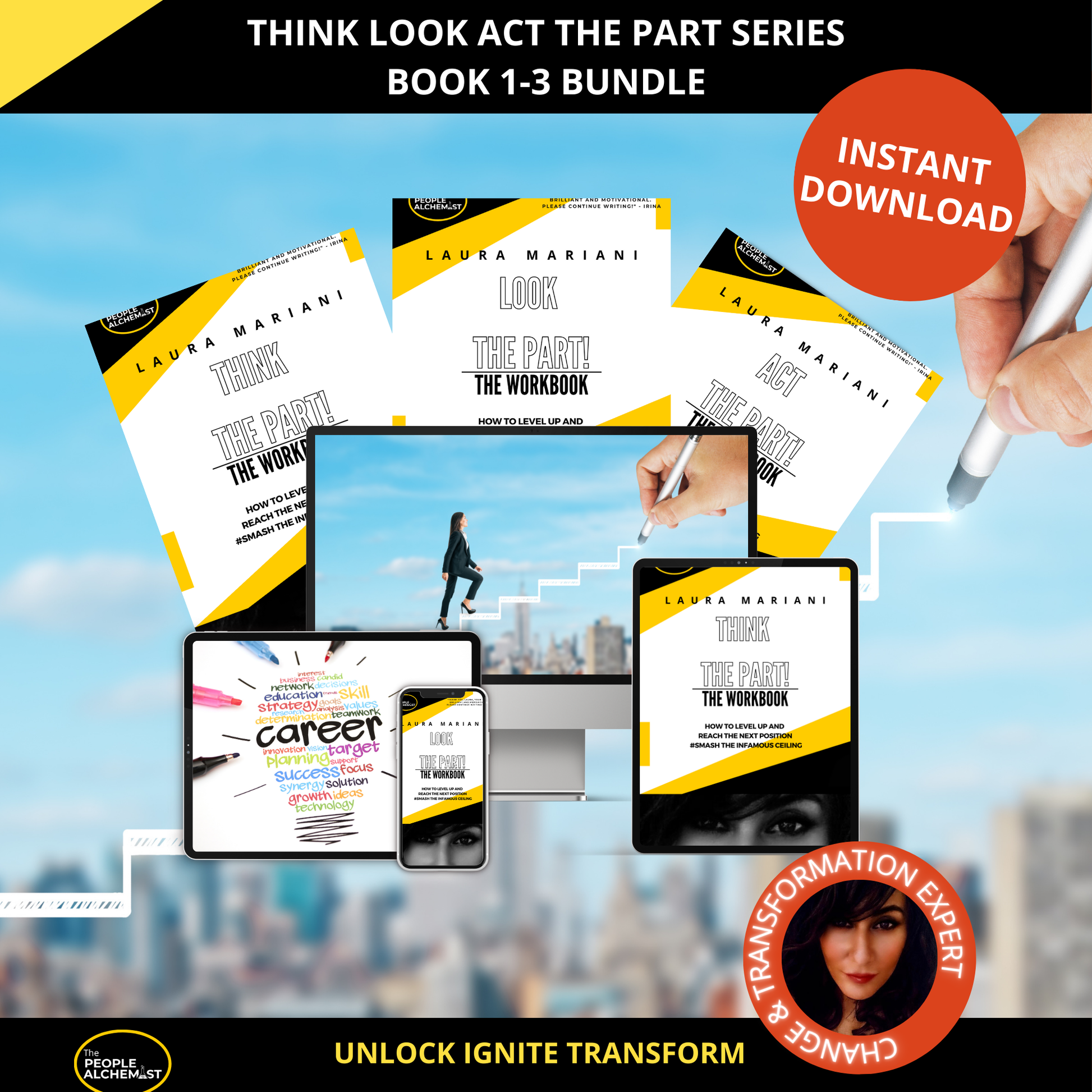 Think look act the part series book 1 - 3 bundle. Unlock ignite transform. Instant donwload after purchase. Made by a change and transformation expert.